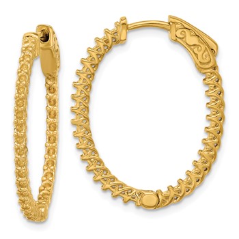 14k (Holds 60-1.7mm Round) Oval In/Out Hoop with Safety Clasp Earring Mountings