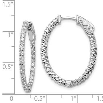14k White Gold (Holds 60-1.7mm Round) Oval In/Out Hoop with Safety Clasp Earring Mountings — alternate view