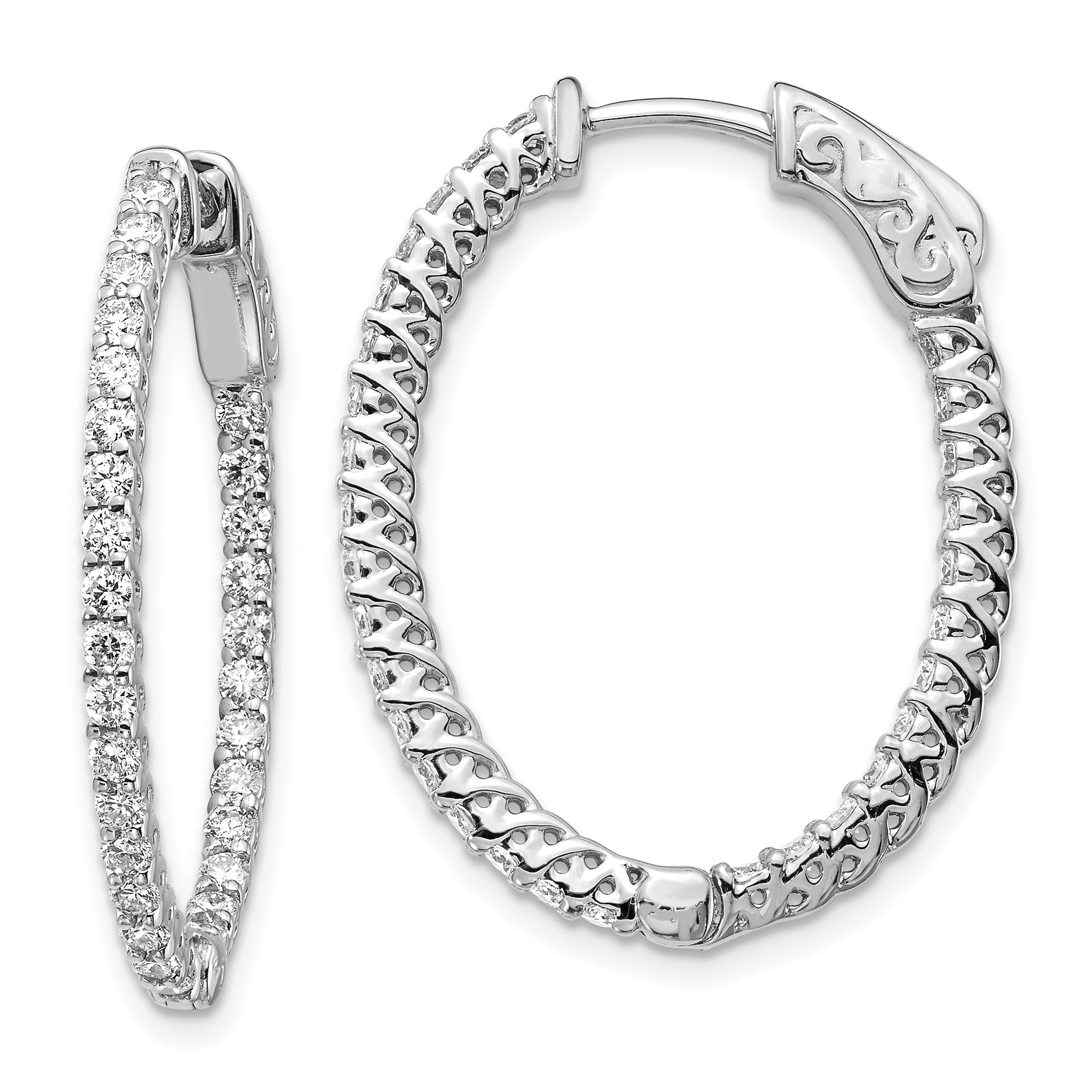 14kw 1.2ct 1.70mm G H I True Light Moissanite Hoop w/Safety Clasp Earrings