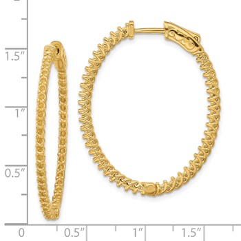 14k (Holds 88-1.7mm Round) Oval In/Out Hoop with Safety Clasp Earring Mountings — alternate view