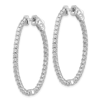 14k White Gold (Holds 88-1.7mm Round) Oval In/Out Hoop with Safety Clasp Earring Mountings — alternate view