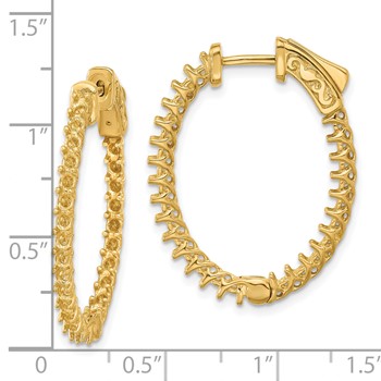 14k (Holds 50-2.0mm Round) Oval In/Out Hoop with Safety Clasp Earring Mountings — alternate view
