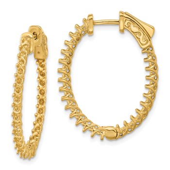 14k (Holds 50-2.0mm Round) Oval In/Out Hoop with Safety Clasp Earring Mountings