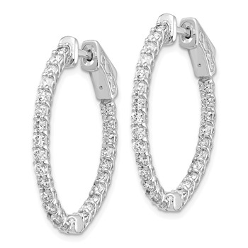 14k White Gold (Holds 50-2.0mm Round) Oval In/Out Hoop with Safety Clasp Earring Mountings — alternate view