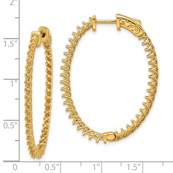 14k (Holds 80-1.9mm Round) Oval In/Out Hoop with Safety Clasp Earring Mountings — alternate view