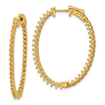 14k (Holds 80-1.9mm Round) Oval In/Out Hoop with Safety Clasp Earring Mountings