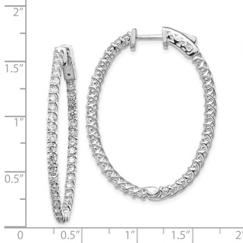 14k White Gold (Holds 80-1.9mm Round) Oval In/Out Hoop with Safety Clasp Earring Mountings — alternate view