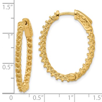 14k (Holds 46-2.3mm Round) Oval In/Out Hoop with Safety Clasp Earring Mountings — alternate view