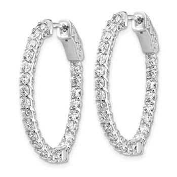 14k White Gold (Holds 46-2.3mm Round) Oval In/Out Hoop with Safety Clasp Earring Mountings — alternate view