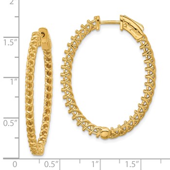 14k (Holds 66-2.0mm Round) Oval In/Out Hoop with Safety Clasp Earring Mountings — alternate view