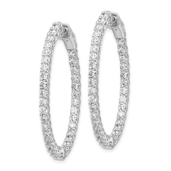 14k White Gold (Holds 66-2.0mm Round) Oval In/Out Hoop with Safety Clasp Earring Mountings — alternate view
