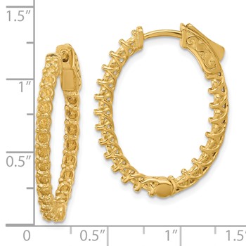 14k (Holds 42-2.6mm Round) Oval In/Out Hoop with Safety Clasp Earring Mountings — alternate view