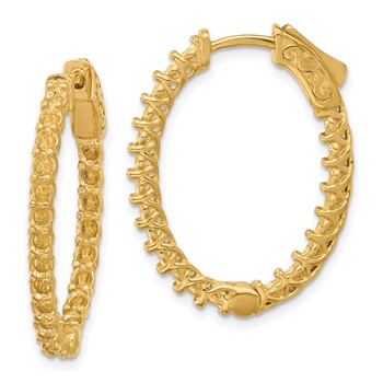 14k (Holds 42-2.6mm Round) Oval In/Out Hoop with Safety Clasp Earring Mountings