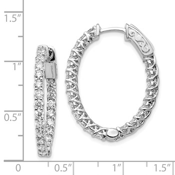 14k White Gold (Holds 42-2.6mm Round) Oval In/Out Hoop with Safety Clasp Earring Mountings — alternate view