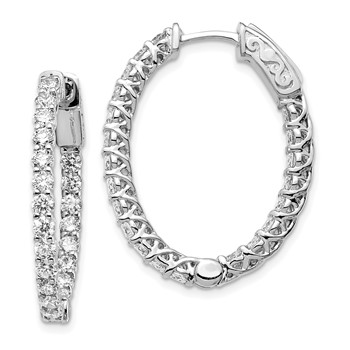 14k White Gold (Holds 42-2.6mm Round) Oval In/Out Hoop with Safety Clasp Earring Mountings