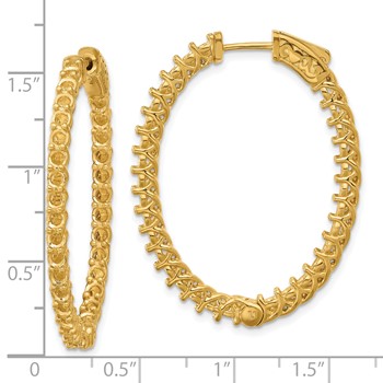 14k (Holds 64-2.6mm Round) Oval In/Out Hoop with Safety Clasp Earring Mountings — alternate view