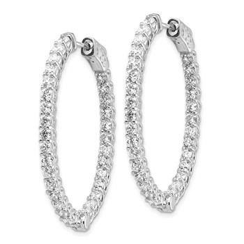 14k White Gold (Holds 64-2.6mm Round) Oval In/Out Hoop with Safety Clasp Earring Mountings — alternate view