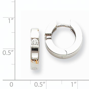 14k White Gold AA Diamond Hinged Hoop Earrings — alternate view