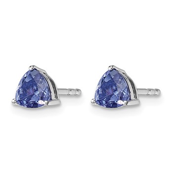 14k White Gold 5mm Trillion Tanzanite Post Earrings — alternate view