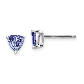 14k White Gold 5mm Trillion Tanzanite Post Earrings