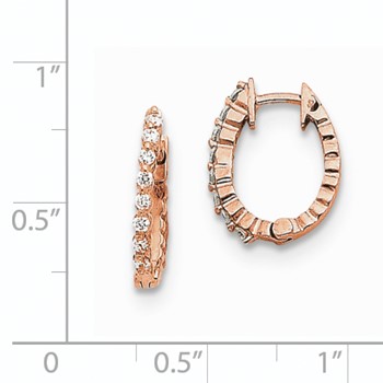 14k Rose Gold AAA Diamond Hinged Hoop Earrings — alternate view