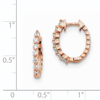 14k Rose Gold A Diamond Hinged Hoop Earrings — alternate view