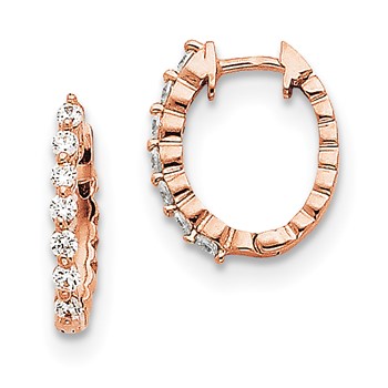 14k Rose Gold A Diamond Hinged Hoop Earrings