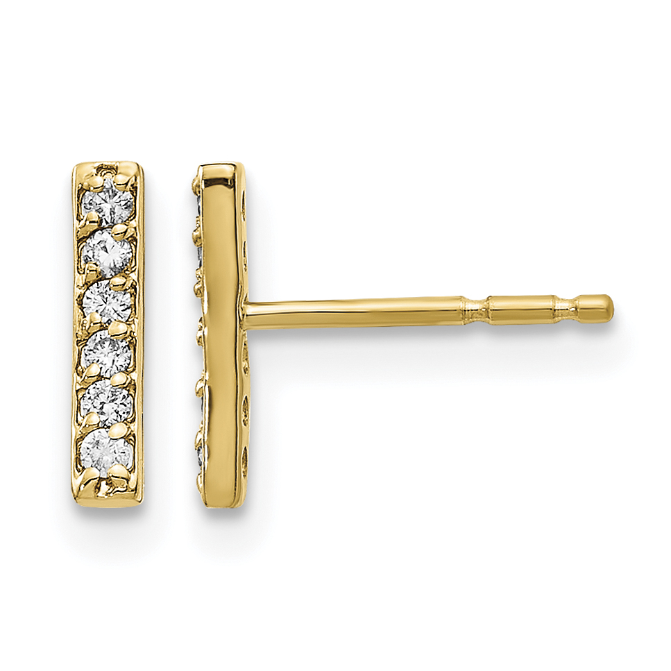 14k 1/10 carat Diamond Bar Post Earrings