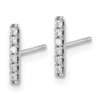 14k White Gold Diamond Bar Earrings — alternate view
