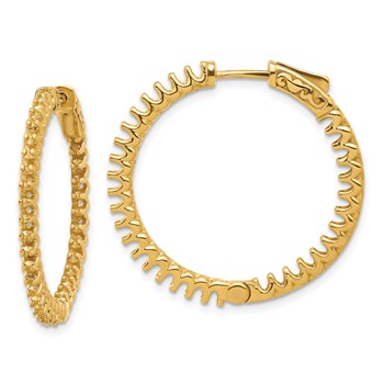 14K 2.3ct (Holds 66-2.0mm Round) In/Out Hoop with Safety Clasp Earring Mountings