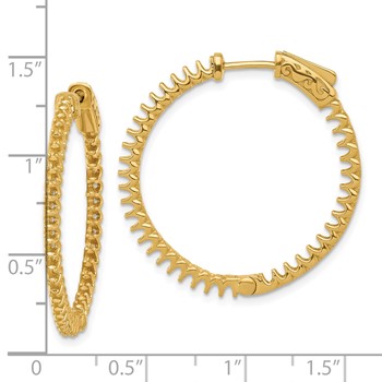14K 1.56ct (Holds 78-1.7mm Round) In/Out Hoop with Safety Clasp Earring Mountings — alternate view