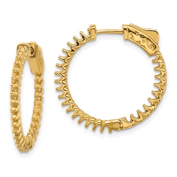 14K 1.12ct (Holds 56-1.7mm Round) In/Out Hoop with Safety Clasp Earring Mountings