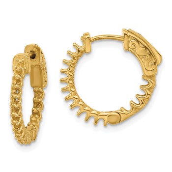 14K .64ct (Holds 32-1.7mm Round) In/Out Hoop with Safety Clasp Earring Mountings