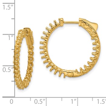 14K 1.6ct (Holds 46-2.0mm Round) In/Out Hoop with Safety Clasp Earring Mountings — alternate view