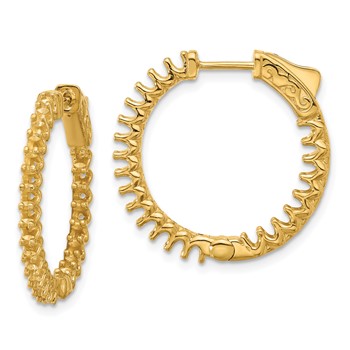 14K 1.6ct (Holds 46-2.0mm Round) In/Out Hoop with Safety Clasp Earring Mountings