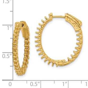 14K 1.6ct (Holds 46-2.0mm Round) In/Out Oval Hoop with Safety Clasp Earring Mountings — alternate view