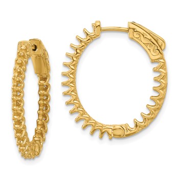 14K 1.6ct (Holds 46-2.0mm Round) In/Out Oval Hoop with Safety Clasp Earring Mountings