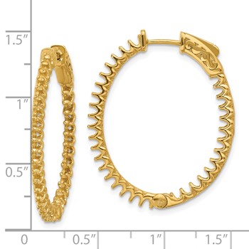 14K 2.3ct (Holds 66-2.0mm Round) In/Out Oval Hoop with Safety Clasp Earring Mountings — alternate view