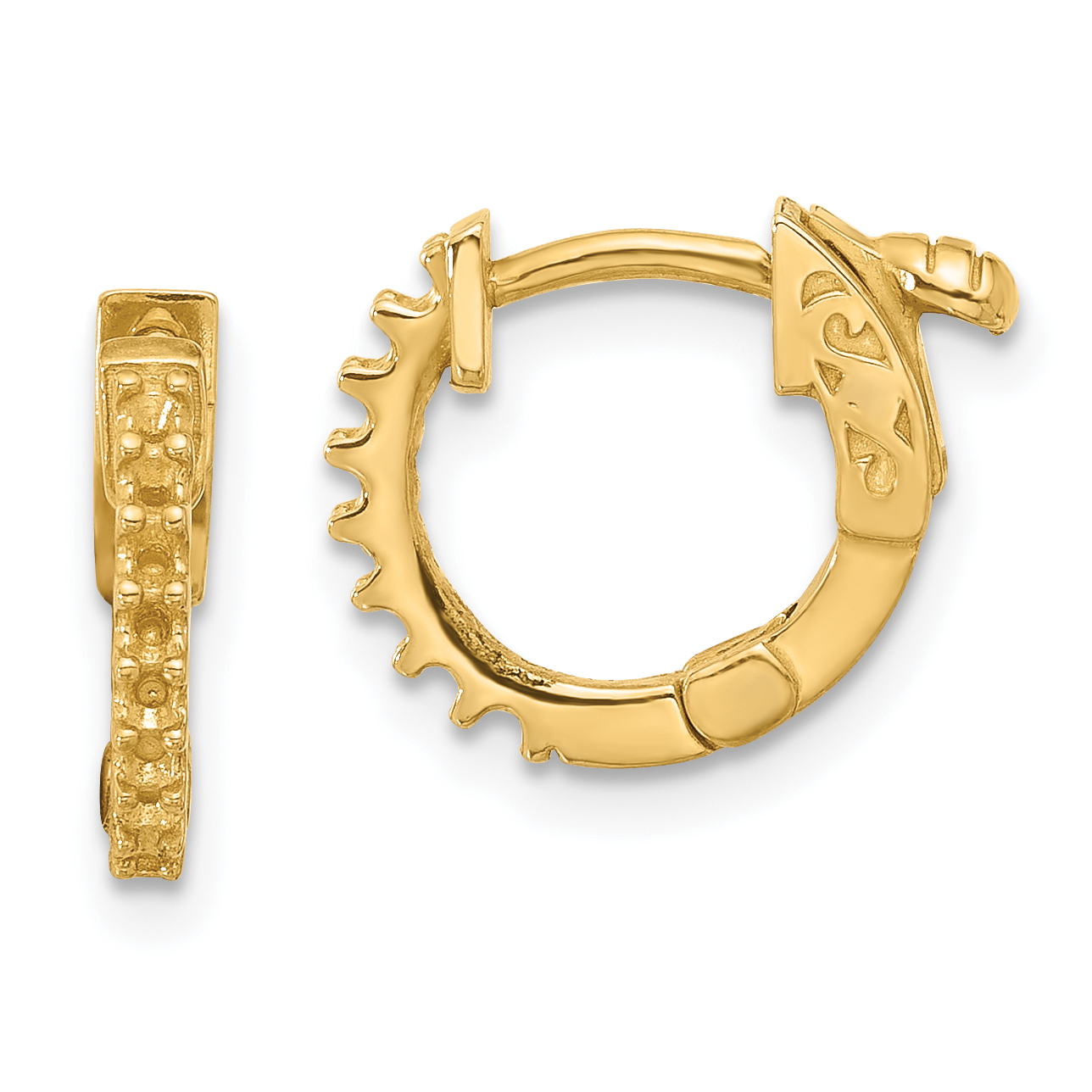 14K 1ct 10-3.0mm Round Hoop w/ Safety Clasp Earring