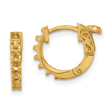 14K .42ct (Holds 12-2.0mm Round) Hoop with Safety Clasp Earring Mountings