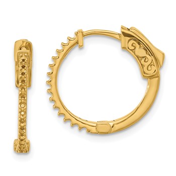 14K .24ct (Holds 30-1.2mm Round) Hoop with Safety Clasp Earring Mountings