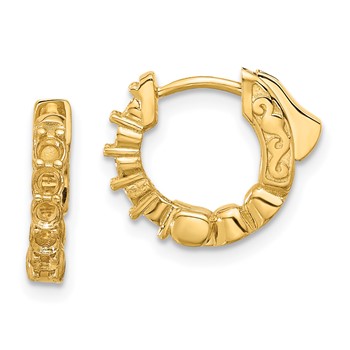 14K .46ct (Holds 10-2.25mm Round) Hoop with Safety Clasp Earring Mountings