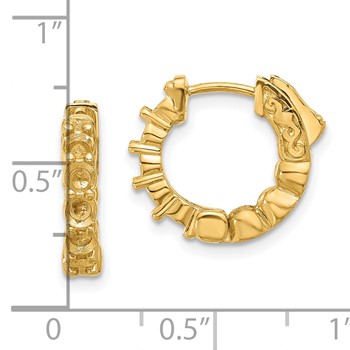 14K 1ct (Holds10-3.0mm Round) Hoop with Safety Clasp Earring Mountings — alternate view