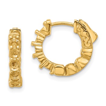 14K 1ct (Holds10-3.0mm Round) Hoop with Safety Clasp Earring Mountings