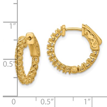 14K .56ct (Holds 28-1.75mm Round) In/Out Hoop with Safety Clasp Earring Mountings — alternate view