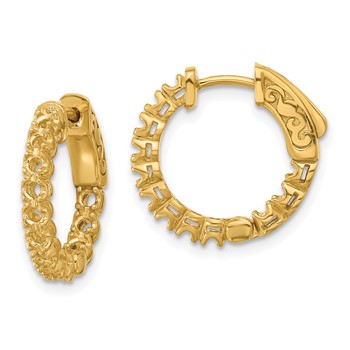 14K .84ct (Holds 24-2.0mm Round) In/Out Hoop with Safety Clasp Earring Mountings
