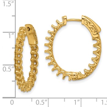 14K 2.1ct (Holds 36-2.5mm Round) In/Out Oval Hoop with Safety Clasp Earring Mountings — alternate view