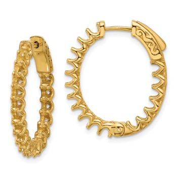 14K 2.1ct (Holds 36-2.5mm Round) In/Out Oval Hoop with Safety Clasp Earring Mountings