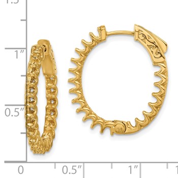 14K 2ct (Holds 40-2.3mm Round) In/Out Oval Hoop with Safety Clasp Earring Mountings — alternate view