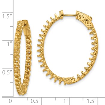 14K 2.9ct (Holds 58-2.3mm Round) In/Out Oval Hoop with Safety Clasp Earring Mountings — alternate view
